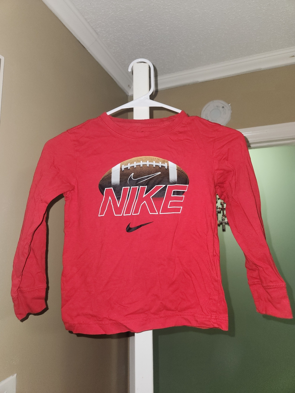 Nike Red Long-Sleeve Football Logo Tee